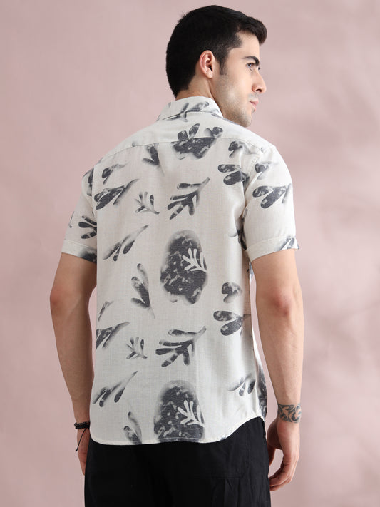 Men's Casual Printed Cuban Collar Shirt