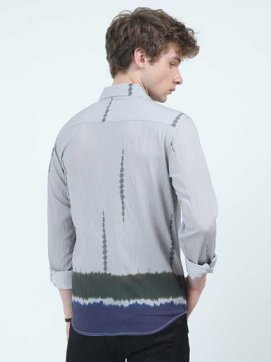 Men's Casual Comfort: Dip-Dyed Long Sleeve Button-Down
